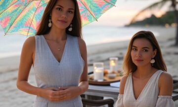 Filipiny i Cebu – Styl na wyspy i kolację przy plaży: Dzień – szybkoschnący kombinezon i parasol na tropikalny deszcz. Wieczór – lniana sukienka i muszelkowe kolczyki na kolację nad morzem