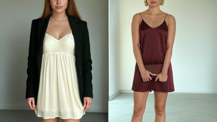 Satynowa slip dress – Minimalizm z nutą luksusu. Jak stylizować satynowe sukienki – z marynarką na dzień lub biżuterią na wieczór – dla prostego, ale glamour looku