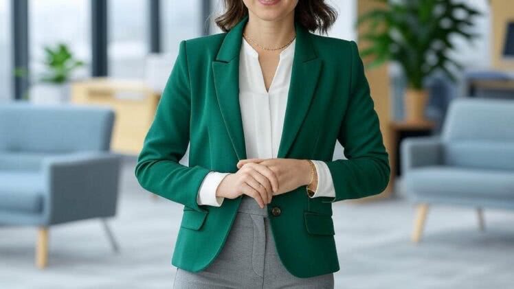 Zielona marynarka w odcieniu butelkowym – Twój hit na dzień w pracy!