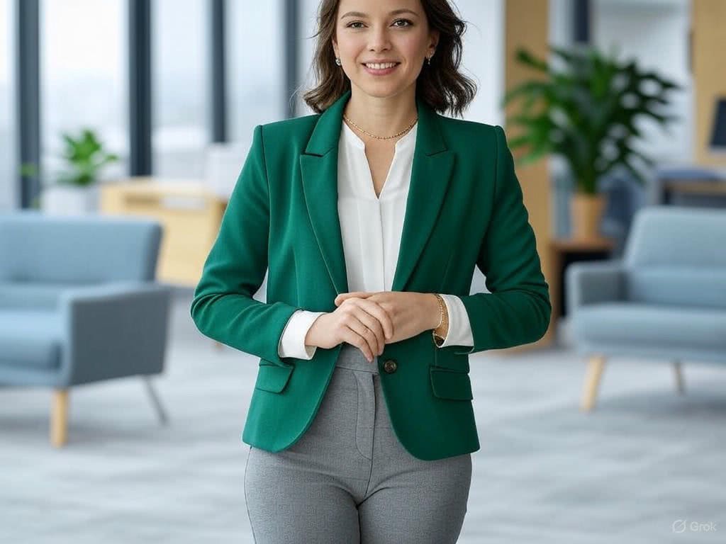 Zielona marynarka w odcieniu butelkowym – Twój hit na dzień w pracy!