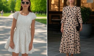 Sukienka w grochy – Retro print w nowoczesnej odsłonie. Jak nosić sukienkę w grochy z lat 30., np. z nowoczesnymi sneakersami na dzień lub szpilkami na wieczór
