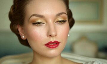 Makijaż glamour – Złote cienie i czerwone usta: Tutorial na wieczorowy makijaż w stylu lat 50. – błyszczące powieki i wyraziste usta, które dopełnią każdą stylizację