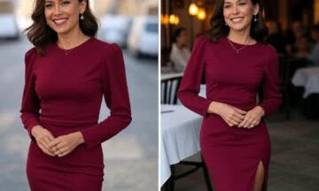 Wyzwolona kobiata w sukience z rozcięciem – Odwaga i wdzięk