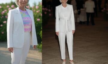 50-letnia kobieta w białym garniturze – Świeżość i pewność siebie