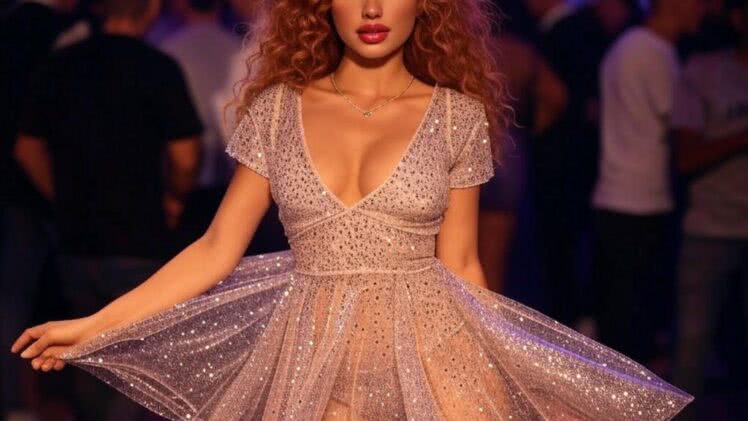 Półprzezroczyste Krótkie Sukienki z Głębokim Dekoltem: Idealna Kreacja na Nocną Zabawę w Klubie