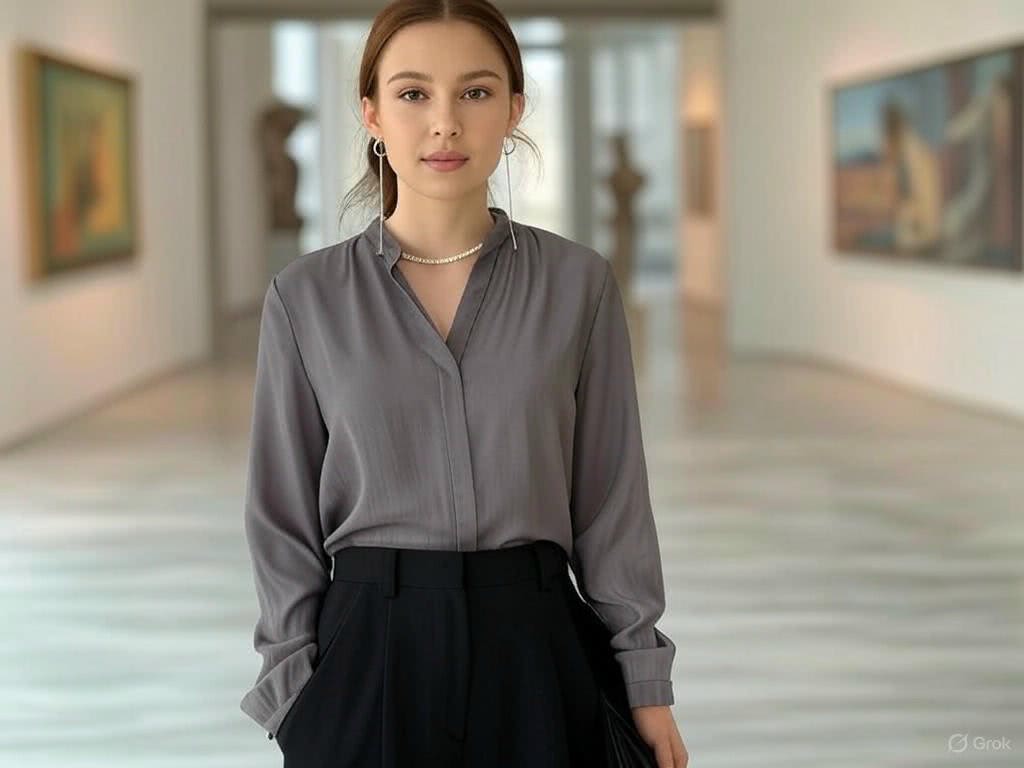 Szara Elegancja na Wieczór w Galerii Sztuki