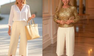 50-letnia kobieta w spodniach palazzo – Swoboda i klasa