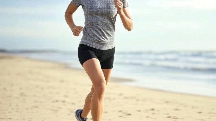 Szary T-shirt i Szorty Kompresyjne – Twój Idealny Strój na Plażowy Trening