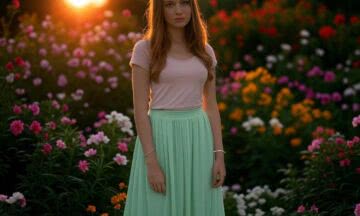 Zielona spódnica maxi na romantyczny wieczór w ogrodzie