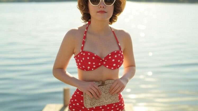 Retro bikini z lat 50. – Grochy na pomoście