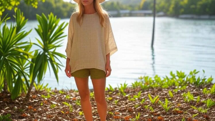 Szorty w zielonym-oliwkowym kolorze – idealny zestaw na relaksujący dzień nad jeziorem