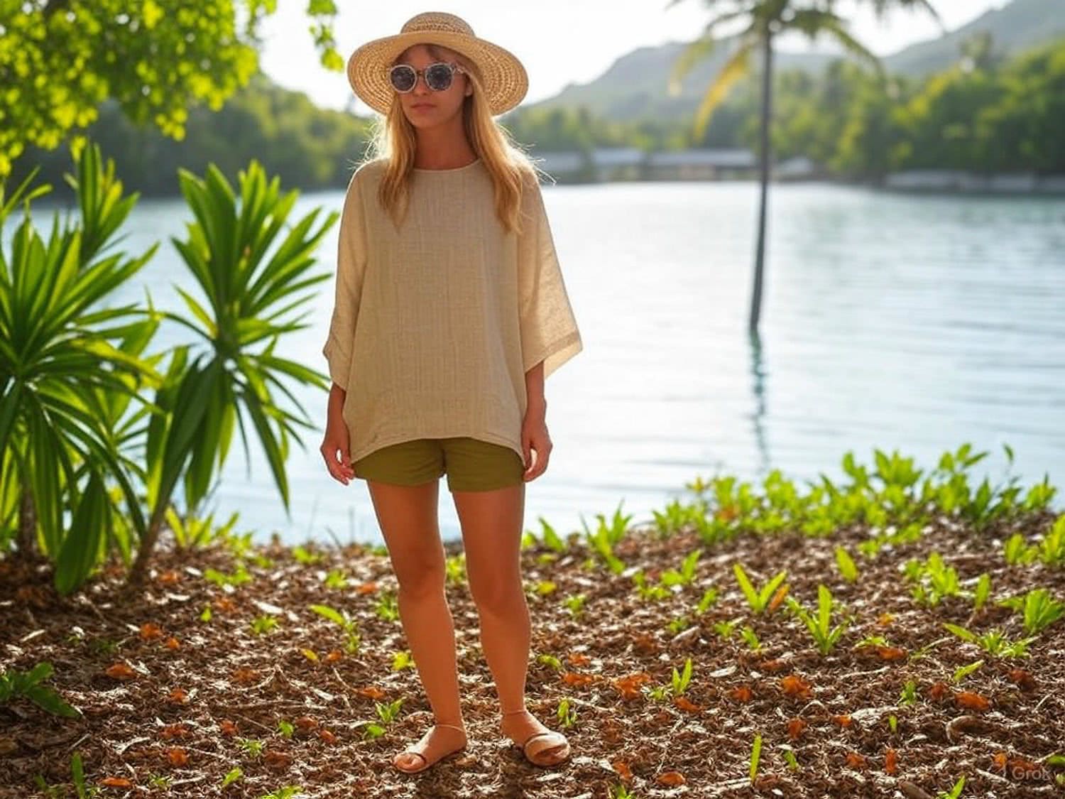 Szorty w zielonym-oliwkowym kolorze – idealny zestaw na relaksujący dzień nad jeziorem