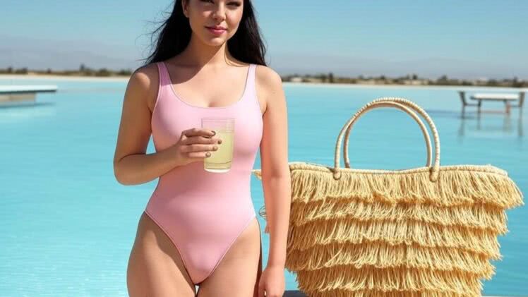 Retro strój z lat 50. – Pastelowy glamour przy basenie