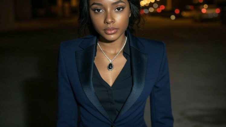 Kobieta w granacie – wieczorna stylizacja pełna erotyzmu i klasy