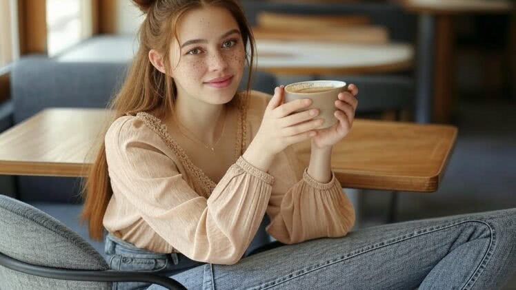 Kobieca koszula z koronkowymi wstawkami w odcieniu nude – idealna na popołudniowe spotkanie w kawiarni