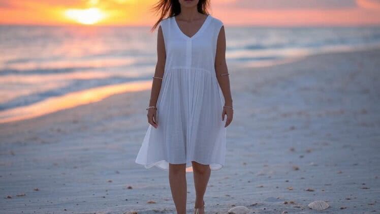 Lniana Sukienka na Letnią Randkę: Białe Cudo z Wycięciami na Ramionach