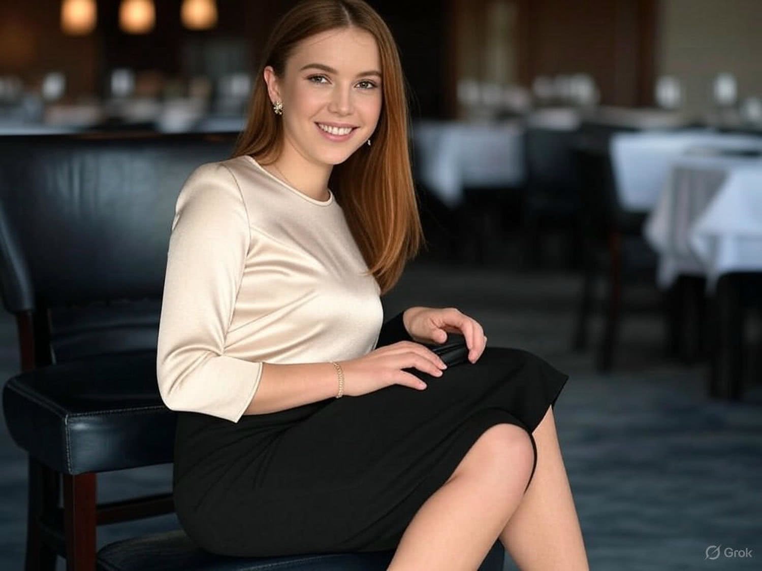 Kobieca koszula z jedwabiu w kolorze szampana na romantyczną kolację