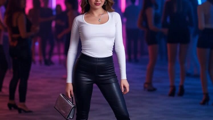 Skórzane spodnie w czerni z wysokim stanem – idealne na wieczorne wyjście do modnego klubu