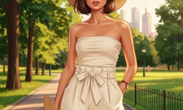 Krótki Szorty Paperbag: Seksowne Wakacyjne Stylizacje dla Opalona Brunetki w Upalnym Mieście