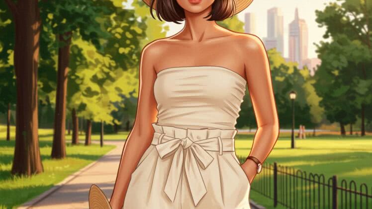 Krótki Szorty Paperbag: Seksowne Wakacyjne Stylizacje dla Opalona Brunetki w Upalnym Mieście