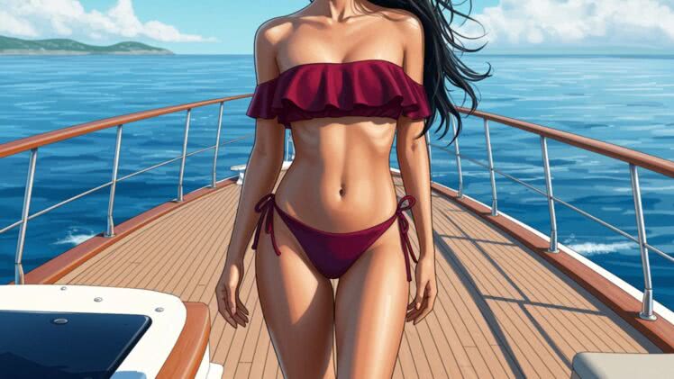 Bikini Bandeau w Głębokiej Czerwieni: Jak Ten Stroju Podkreśla Piękno i Przygodę na Otwartym Morzu