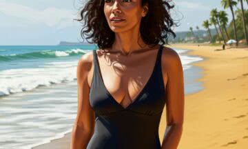 Jednoczęściowy kostium z głębokim dekoltem V: Jak brazylijska piękność podbija plażę z elegancją i zmysłowym blaskiem