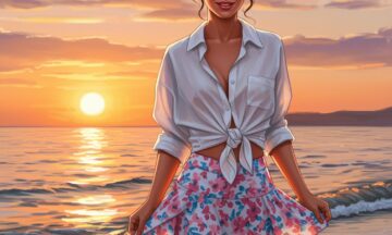 Wakacyjna stylizacja: Krótka spódniczka tenisowa w kwiaty i półprzezroczysta bluzka oversize – jak budować seksapil z nutką wygody i letniego szaleństwa