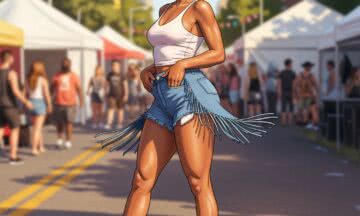 Krótke szorty z frędzlami: Festiwalowy seksapil w upalnym mieście