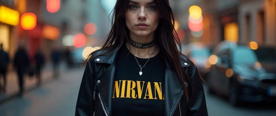 Rockowe warstwy – Jak nosić oversize z pazurem. Luźna koszulka z nadrukiem, skórzane legginsy i ramoneska. Stylizacja dla odważnej, seksownej rockmanki, która stawia na komfort i siłę