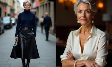 50-letnia kobieta w skórzanej spódnicy – Odwaga w dojrzałym stylu
