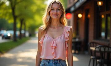 Kobieta dwudziestoletnia w topie z szyfonu – Lekkość w detalach