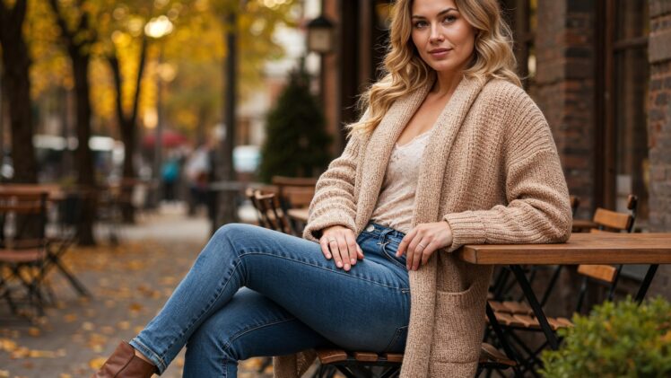 Kardigan wełniany – połączenie swetra i marynarki, wygodne i eleganckie, np. do jeansów