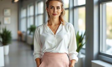 Spódnica ołówkowa w pastelowym czerwonym kolorze – idealny wybór na letnie spotkanie biznesowe