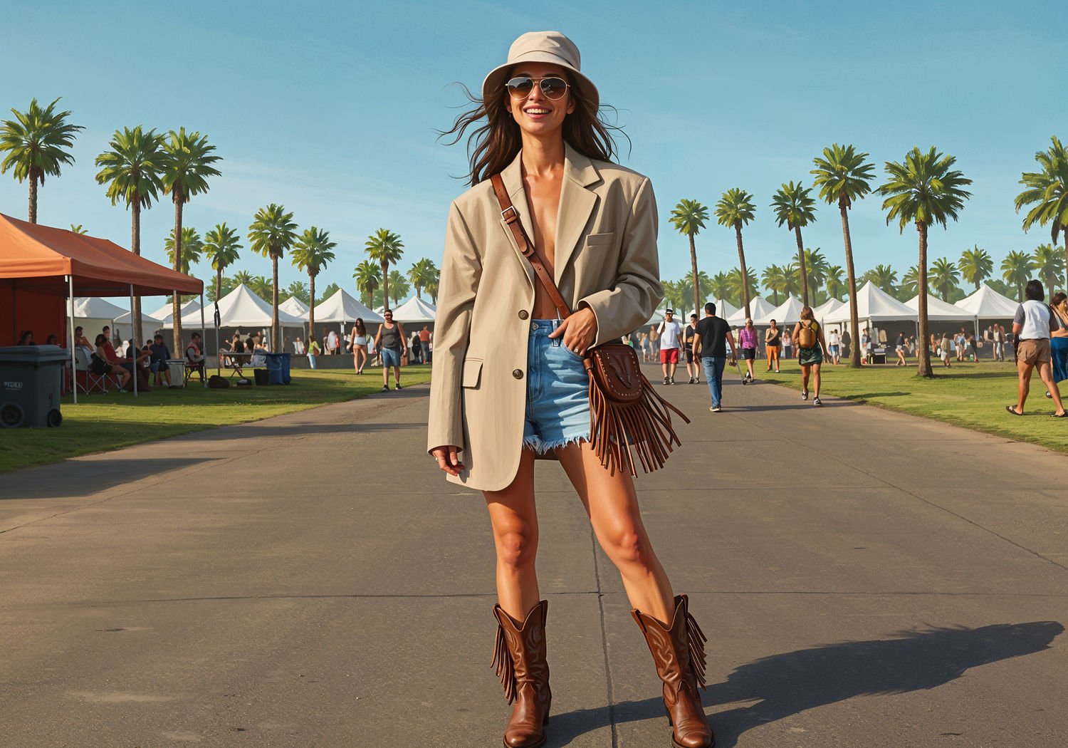 Odkryj odważny miks stylów – marynarka pudełkowa z jeansowymi szortami i kowbojkami