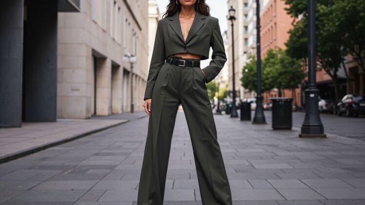 Modna kobieta – Cropped blazer i spodnie z wysokim stanem jako klucz do idealnych proporcji