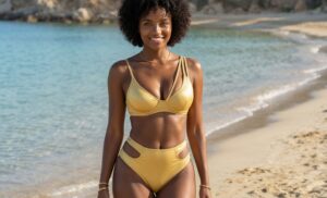 Złociste bikini, które rozświetli Twoją ciemną karnację i doda blasku każdej plażowej chwili