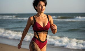 Czerwone monokini, które rozgrzewa plażę