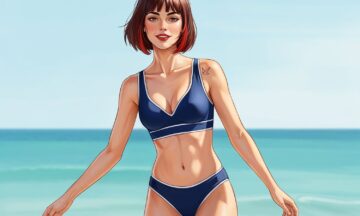 Granatowe bikini z marynarskim pazurem – sportowy hit na plażowe aktywności